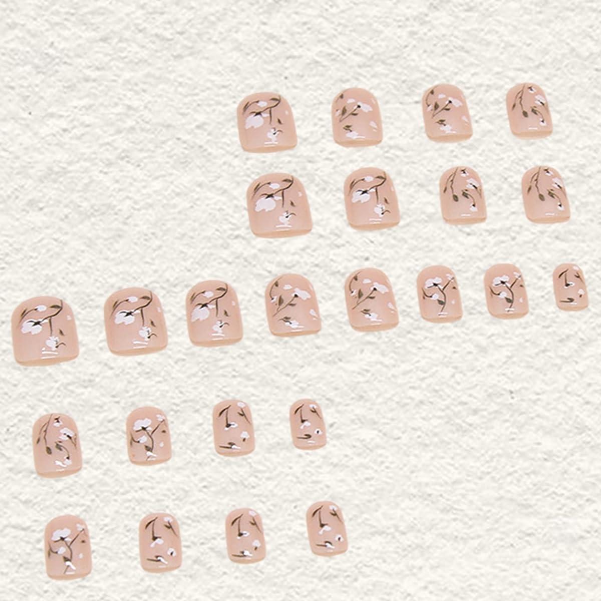 Soft White Bloom Flower Press on Nails - 24 Pcs Medium Square Full Cover Fake Nails - Free Shipping