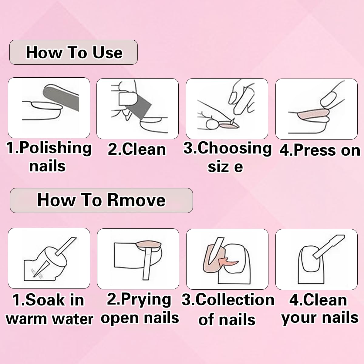 Stiletto Press on Nails Long Pink White Star Glitter-Free Shipping - Lady Luana Luxe Nails