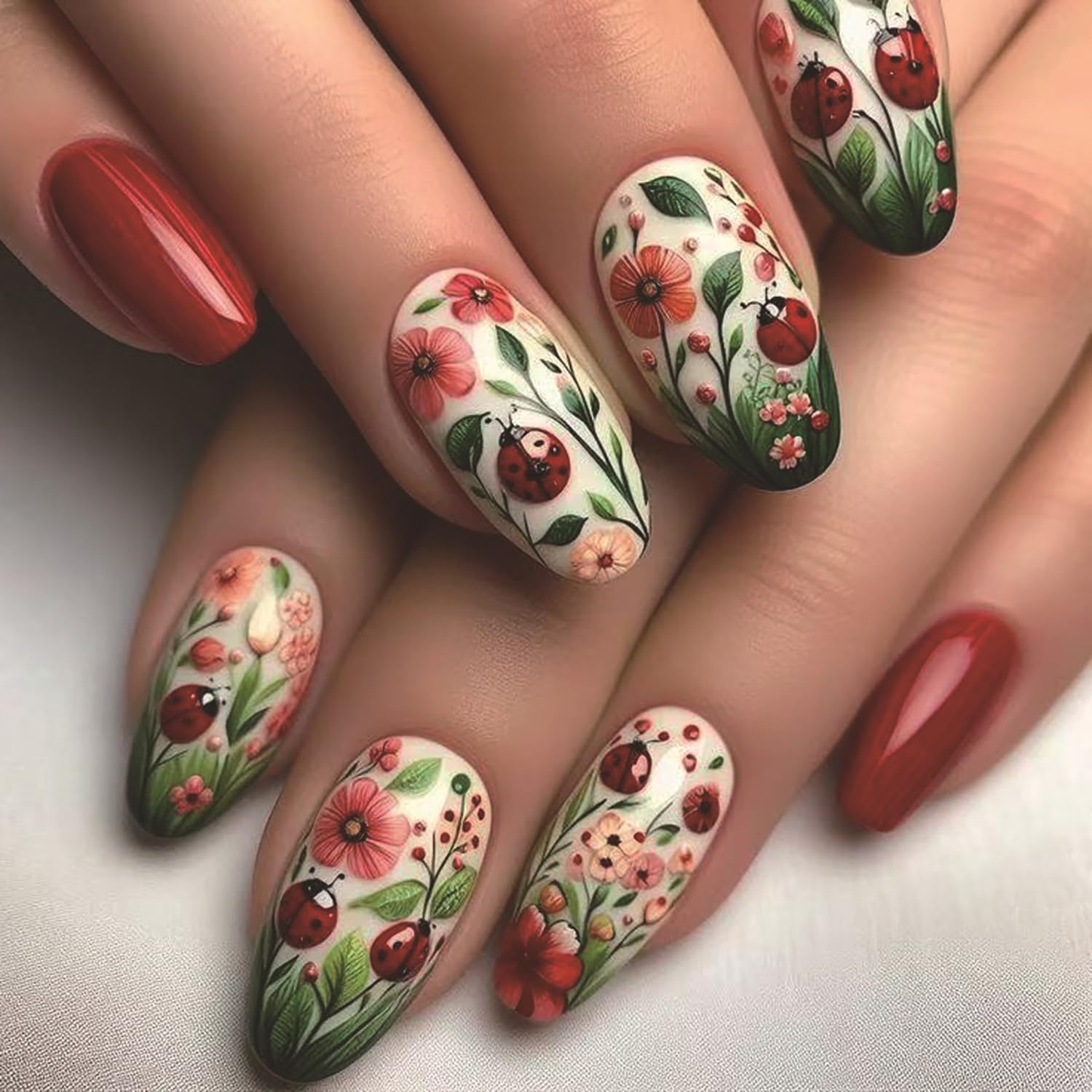 24Pcs Stiletto Press on Nails with Designs, Summer Fake Nails Full Cover Glue on Nails Long Acrylic Nails Press on Black False Nails Reusable Artificial Stick on Nails for Women Nail Decorations