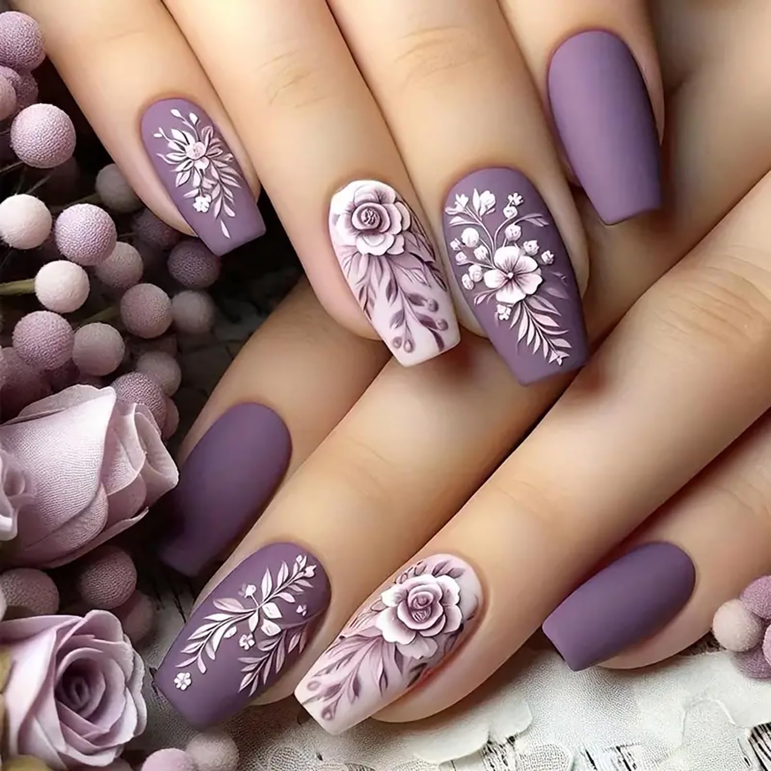 24Pcs Stiletto Press on Nails with Designs, Summer Fake Nails Full Cover Glue on Nails Long Acrylic Nails Press on Black False Nails Reusable Artificial Stick on Nails for Women Nail Decorations