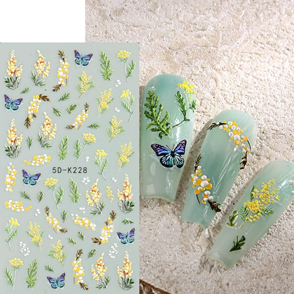 Floral  Butterfly 5-D Nail Art Stickers - Self-adhesive Luxurious Decorations, Free Shipping - Lady Luana Luxe Nails