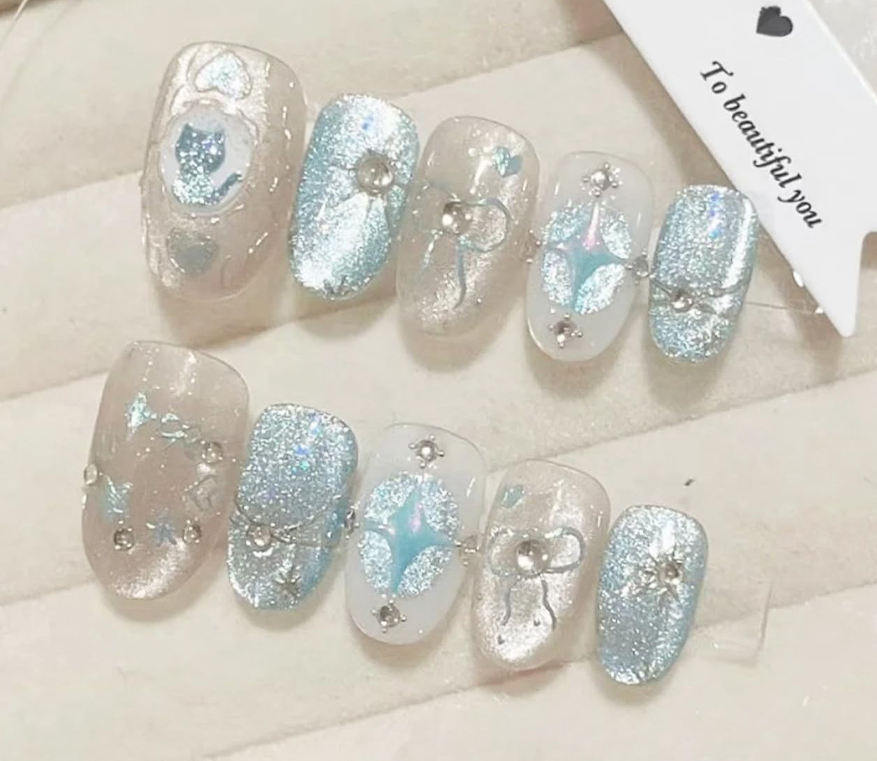 30pcs Green Press on Nails Medium Almond Fake Nails With 3D Flower Pearl Rhinestone Design Gold Beads Butterfly False Nails Star Glue on Nails 3D Summer Floral Full Cover Stick on Nails for Women