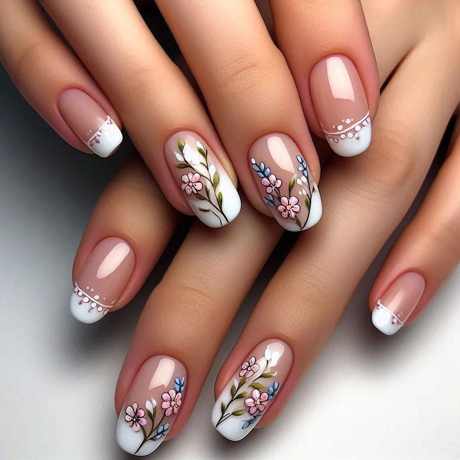 24Pcs Stiletto Press on Nails with Designs, Summer Fake Nails Full Cover Glue on Nails Long Acrylic Nails Press on Black False Nails Reusable Artificial Stick on Nails for Women Nail Decorations