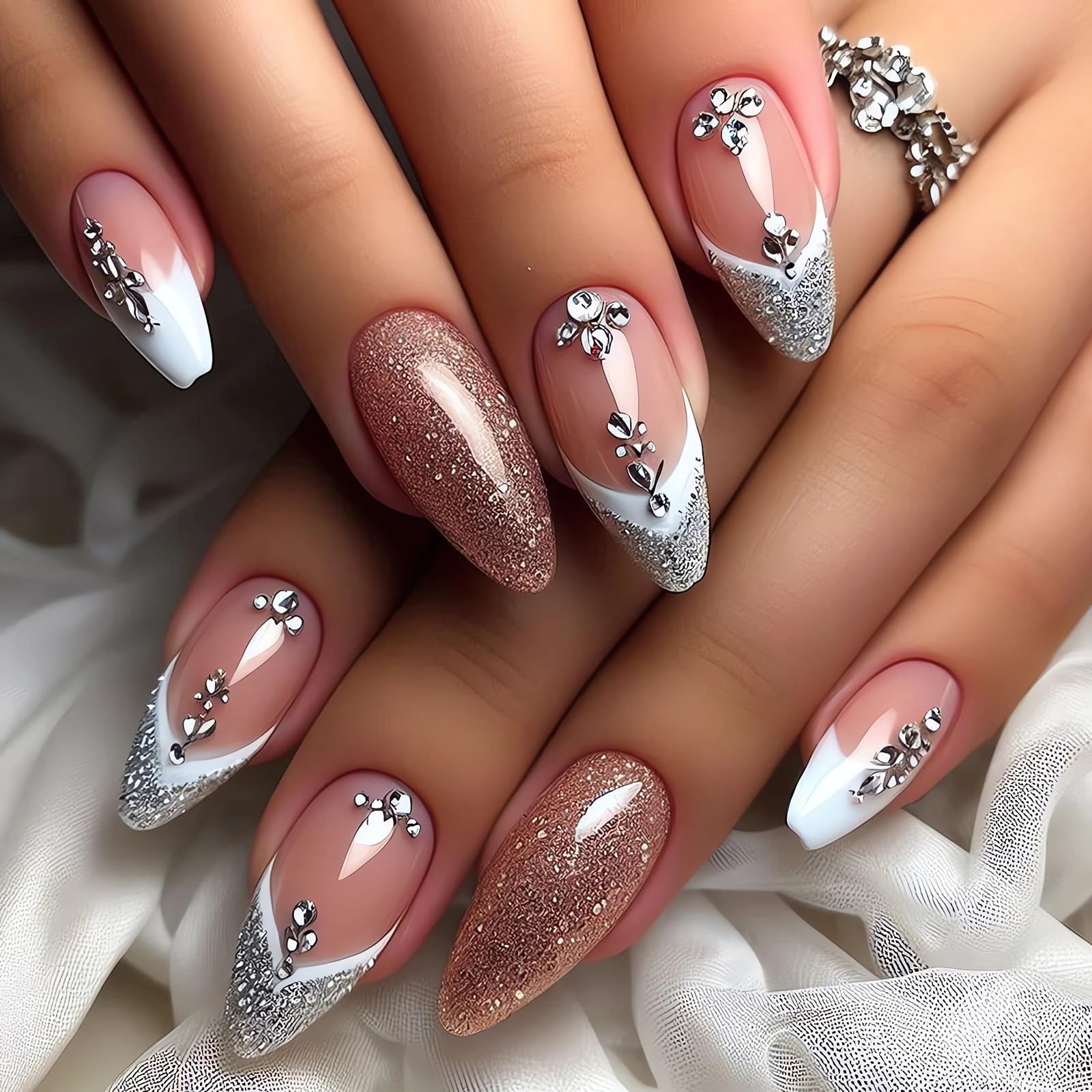 Leopard Press on Nails Almond Medium Fake Nails Gold Black Glue on Nails Full Cover Acrylic False Nail Tips Glossy Artificial Nails Medium Almond Stick on Nails for Women Manicure Decorations