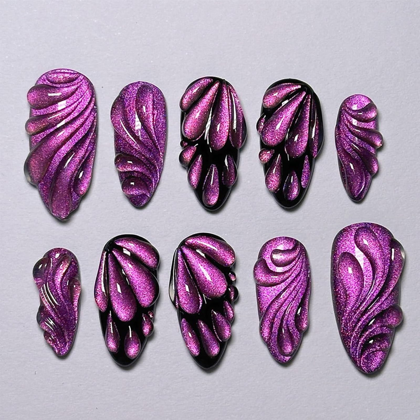 24Pcs Flower Press on Nails Medium Almond Fake Nails with 3D Colorful Spring Floral Butterfly Design Gold Beads Rhinestones Charms False Nails French Tips Glue on Nails for Women Daily Wear
