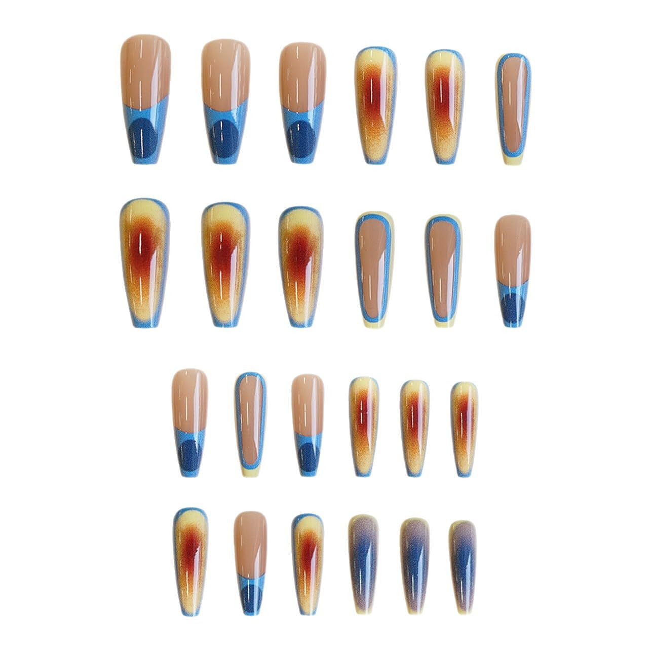 Trendy Colorful Ombre French Tip Press-On Nails Artificial Nails 24 Pcs - Free Shipping