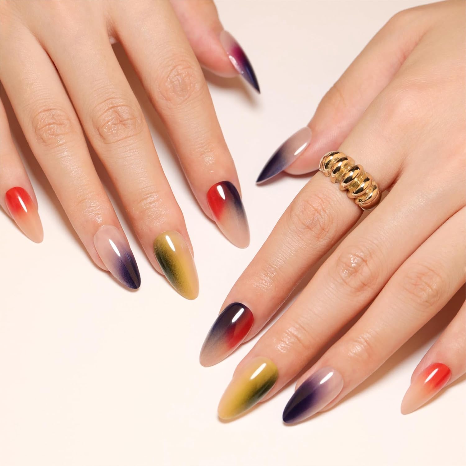 Trendy Vibrant Ombre Press-On Nails Artificial Nails 24 Pcs - Free Shipping
