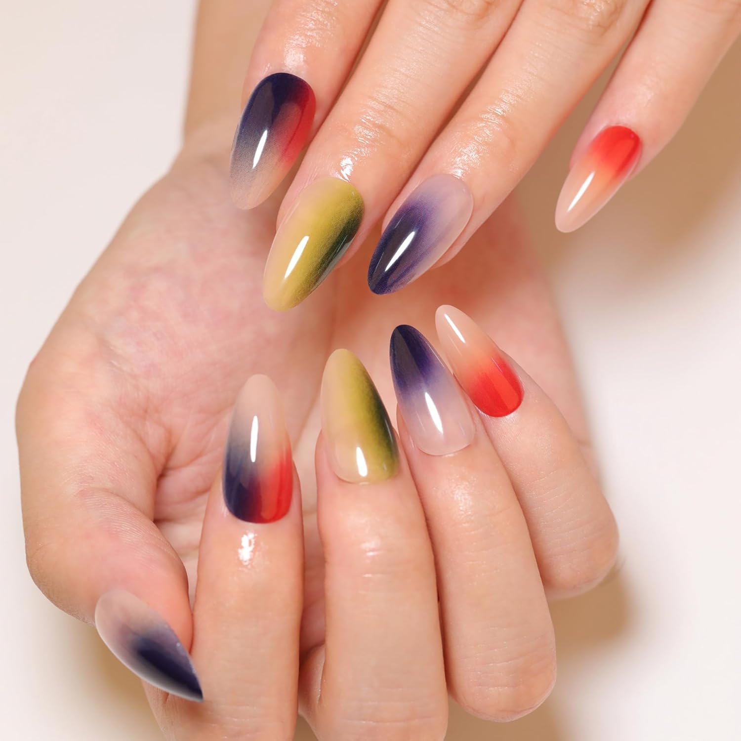 Trendy Vibrant Ombre Press-On Nails Artificial Nails 24 Pcs - Free Shipping