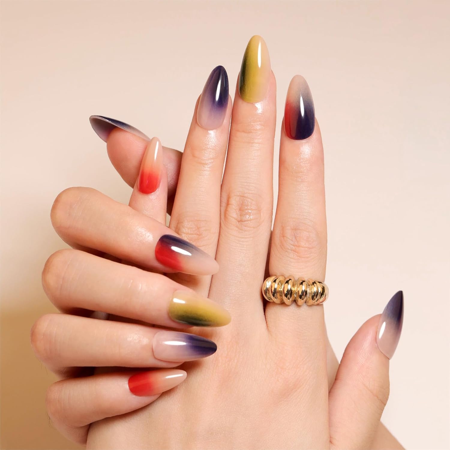 Trendy Vibrant Ombre Press-On Nails Artificial Nails 24 Pcs - Free Shipping