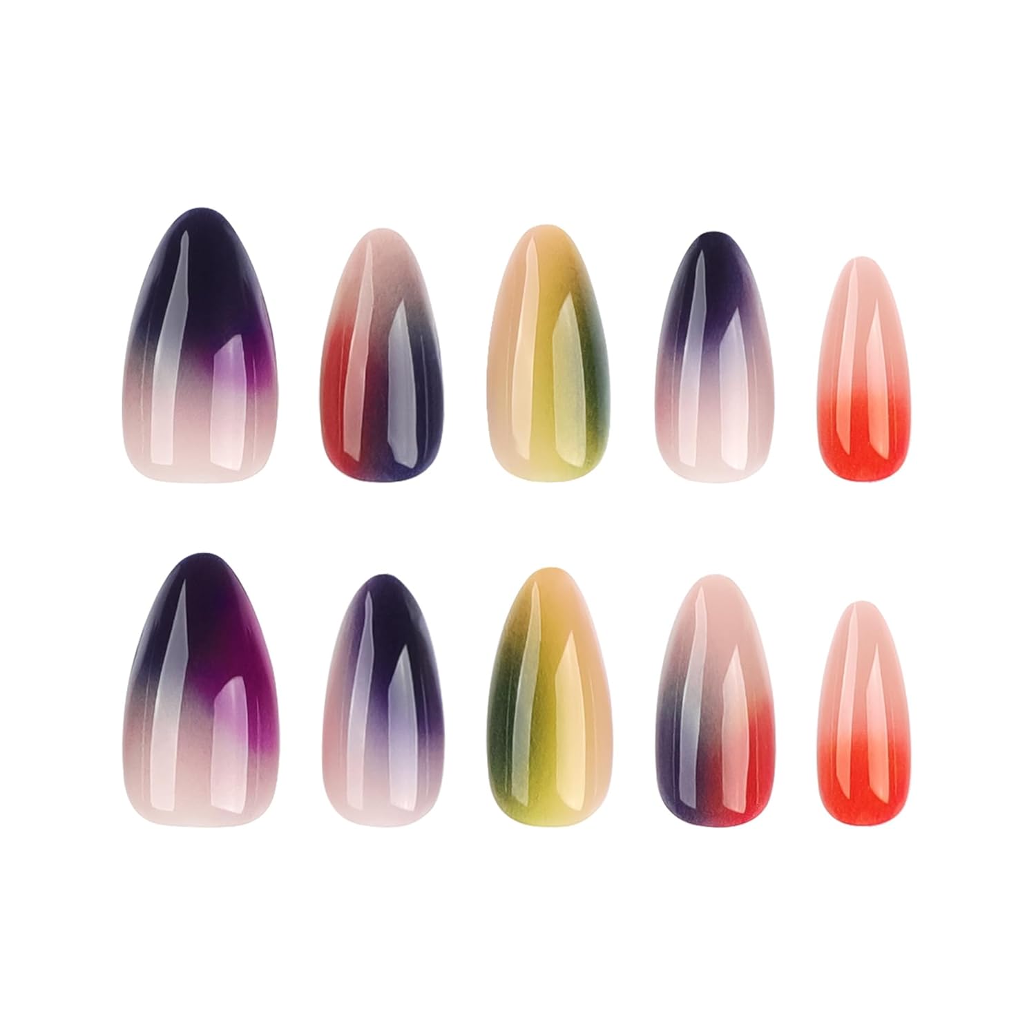 Trendy Vibrant Ombre Press-On Nails Artificial Nails 24 Pcs - Free Shipping