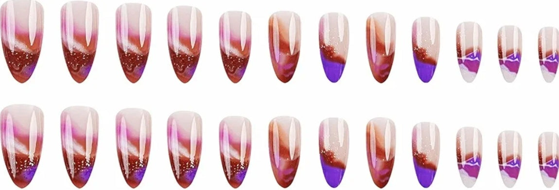 Stylish Abstract Purple Gradient Tip Press-On Nails Fake Artificial Nails 24 Pcs-Free Shipping