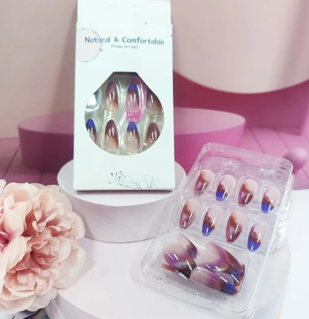 Stylish Abstract Purple Gradient Tip Press-On Nails Fake Artificial Nails 24 Pcs-Free Shipping