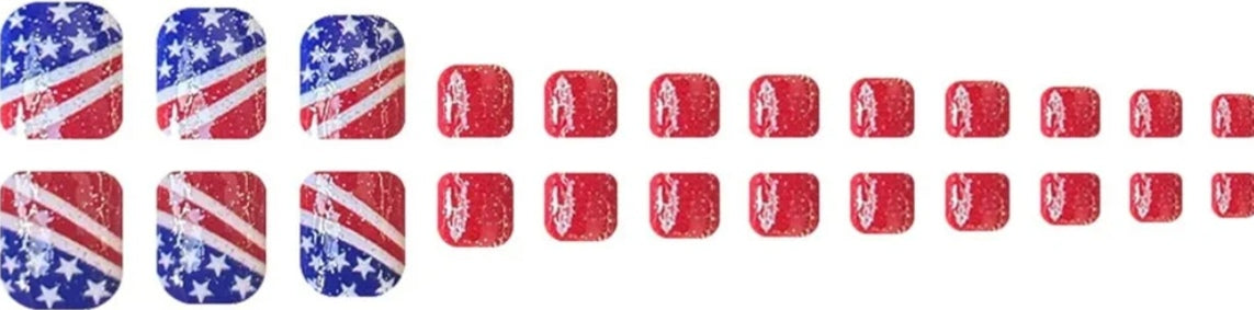 Trendy Red Glitter Patriotic Stars Press-On Toenails Fake Artificial Nails 24 Pcs-Free Shipping