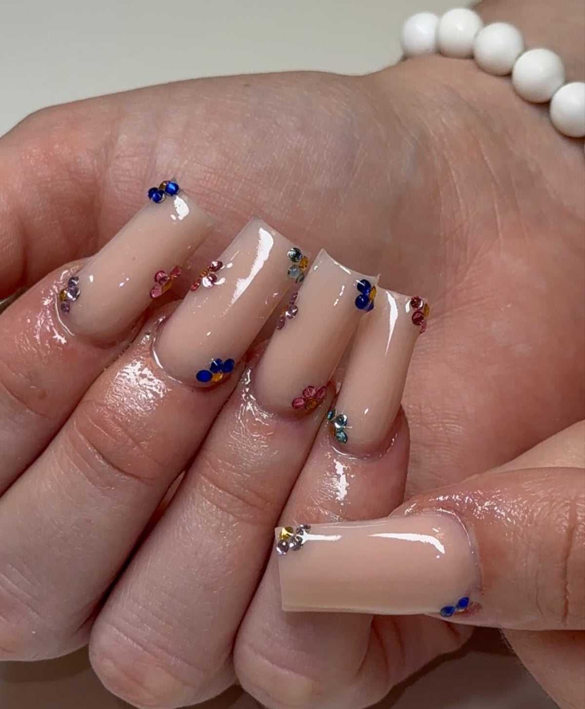 Elegant 3D Minimalist Floral Rhinestone Press-On Nails Artificial Nails 24 Pcs - Free Shipping