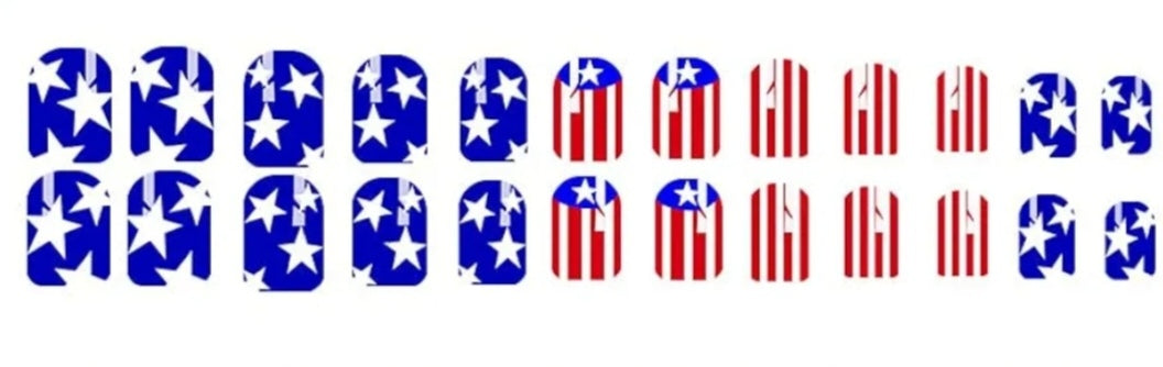 Chic Patriotic American Flag Press-On Nails Fake Artificial Nails 24 Pcs - Free Shipping