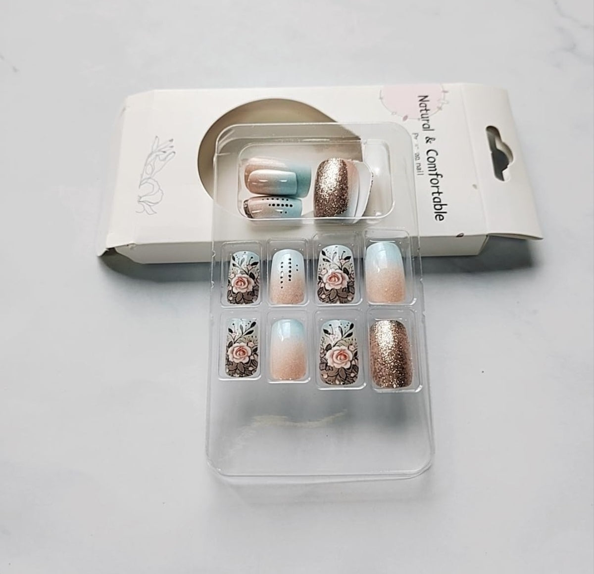 Elegant Pink Rose Ombre Press-On Nails Artificial Nails 24 Pcs - Free Shipping