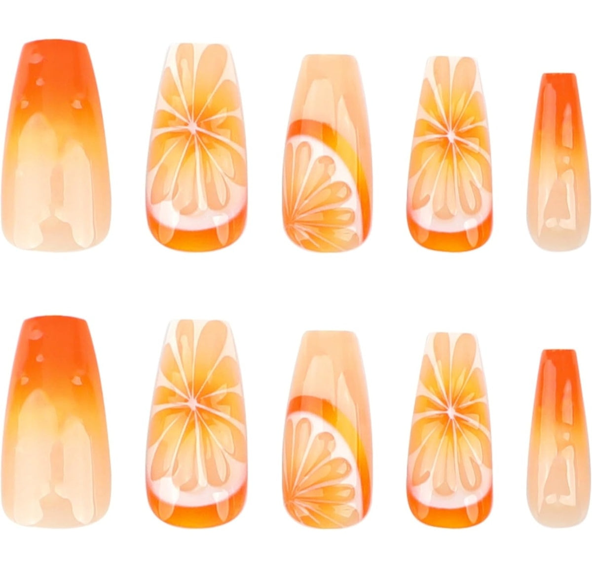 Vibrant Citrus Orange Press-On Nails Fake Artificial Nails 24 Pcs-Free Shipping